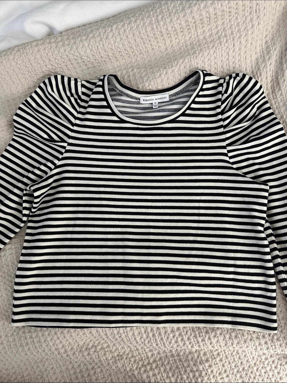 Rebecca Minkoff Striped Puff Sleeve Sweater, size M